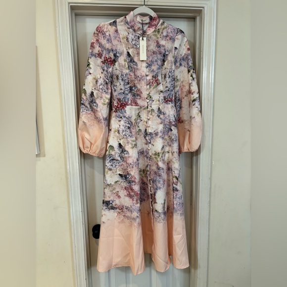 Commense Belted Balloon Sleeve Floral Dress - Picture 3 of 7